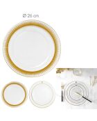 12 Assiettes rondes dorées - D.26 cm