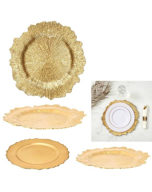 4 Dessous d'assiettes dorés - 33x1.5x33 cm