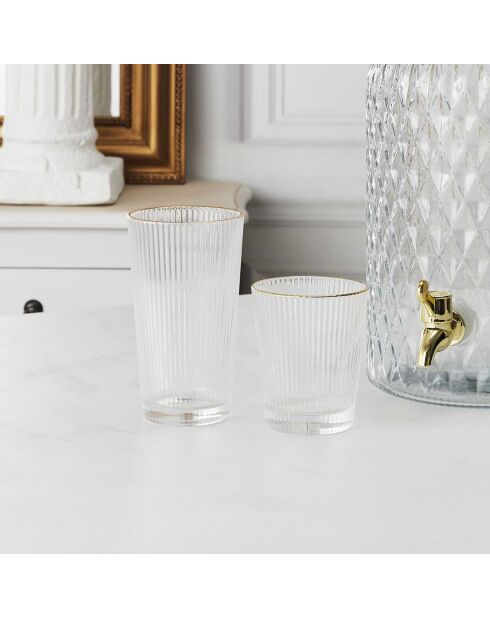 6 Verres Stries Liseré dorés - 8.9x10.3x8.9 cm