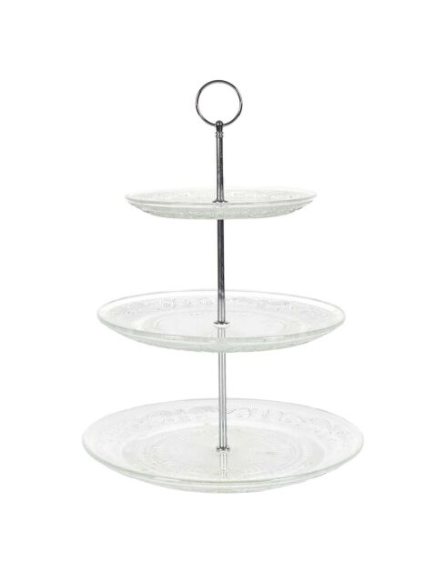 Plateau à gâteaux 3 étages  transparent - 25x35x25 cm