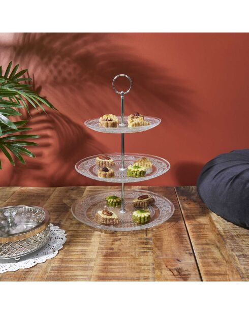 Plateau à gâteaux 3 étages  transparent - 25x35x25 cm