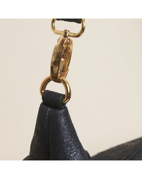 Borsa Ariel in pelle nera crack - 45x23 cm