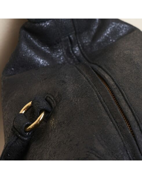 Ariel crack zwarte leren tas - 45x23 cm