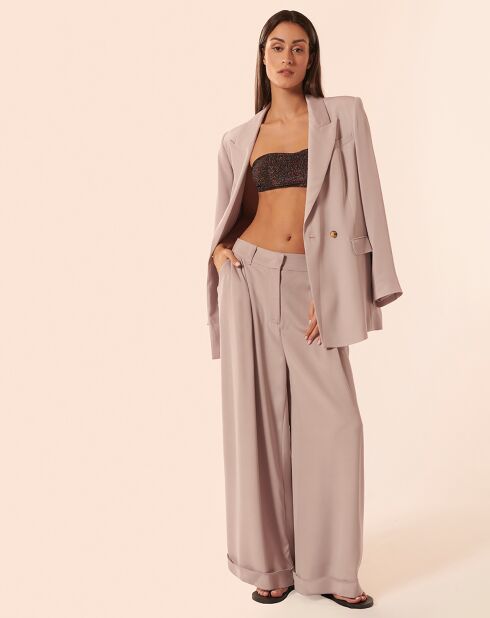 Cesar kir paarse broek van zijdemix