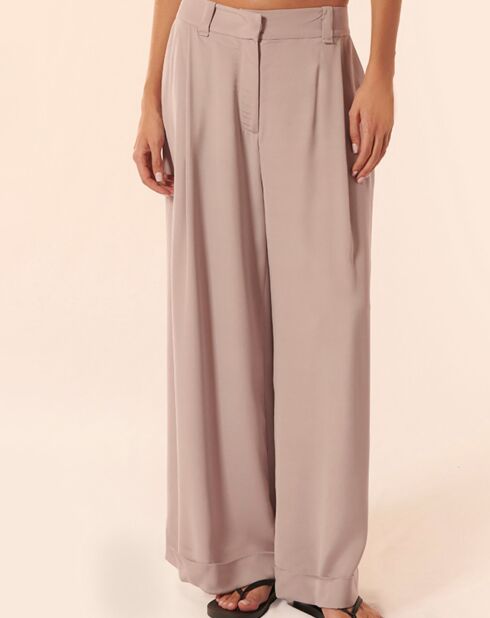 Cesar kir paarse broek van zijdemix