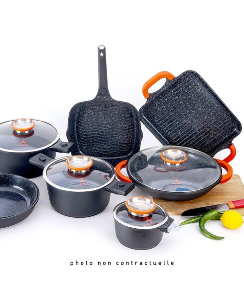 Wok anti-adhésif Greblon CK Céramique 'Alizée' induction noir  - 4.8L