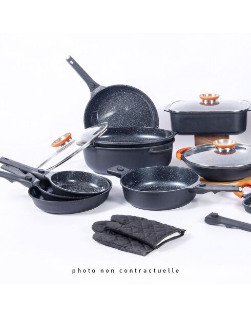 Braciere antiaderente in ceramica Greblon CK 'Alizée' nero a induzione - 35x35x3,5 cm