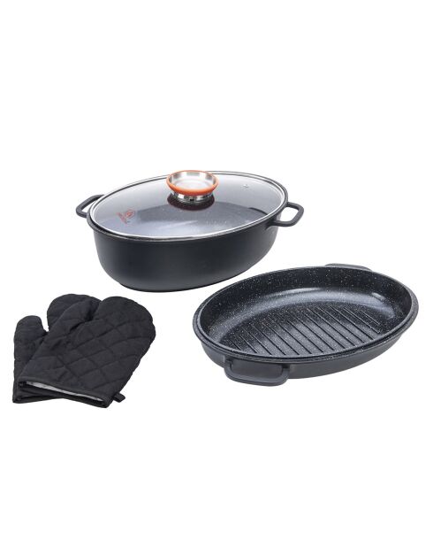 Braciere antiaderente in ceramica Greblon CK 'Alizée' nero a induzione - 35x35x3,5 cm