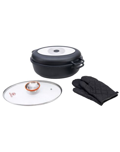 Braciere antiaderente in ceramica Greblon CK 'Alizée' nero a induzione - 35x35x3,5 cm