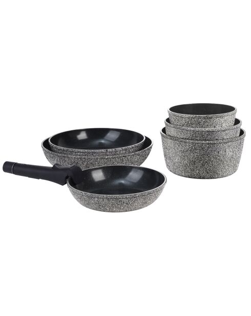 Batterie de cuisine réactif poignée amovible universelle noire - 7 pièces