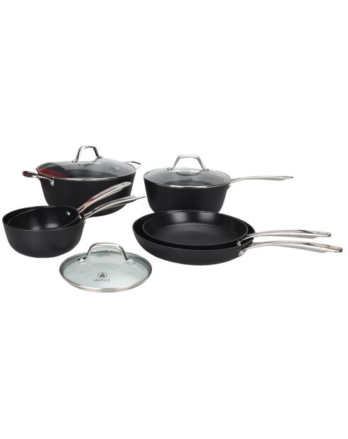 Batterie de cuisine réactif poignée amovible universelle noire - 7 pièces