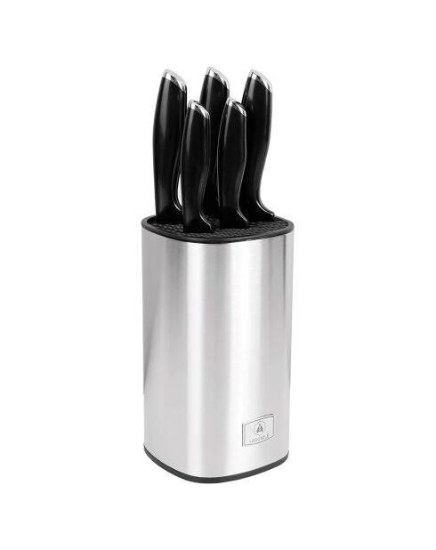 Bloc + 5 Couteaux 'Lumin' noir -  19x15.2x37 cm