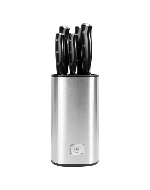 Bloc + 5 Couteaux 'Lumin' noir -  19x15.2x37 cm