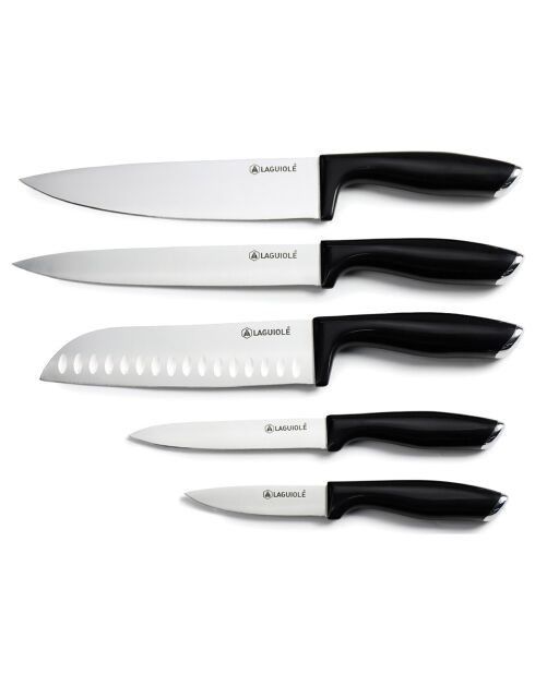 Bloc + 5 Couteaux 'Lumin' noir -  19x15.2x37 cm