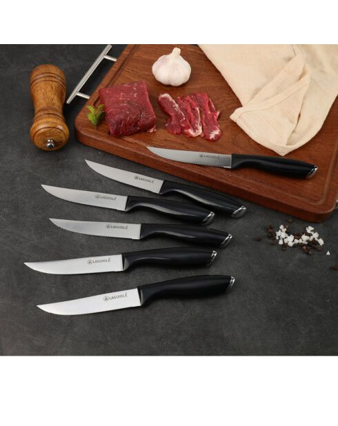 6 schwarze Lumin-Messer - 26,5 x 24,5 x 2,5 cm