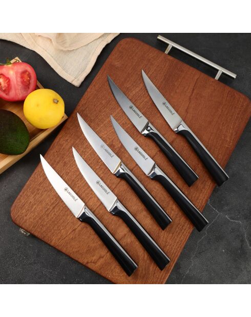 6 Couteaux ScintiBois noirs -  26.5x24.5x2.5 cm