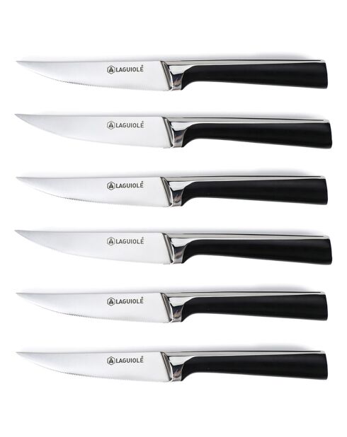 6 Couteaux ScintiBois noirs -  26.5x24.5x2.5 cm