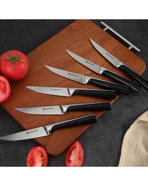 6 Couteaux ScintiBois noirs -  26.5x24.5x2.5 cm