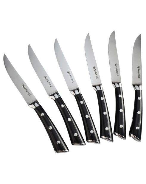6 Couteaux 'LustroBois' noirs -  26.5x24.5x2.5 cm