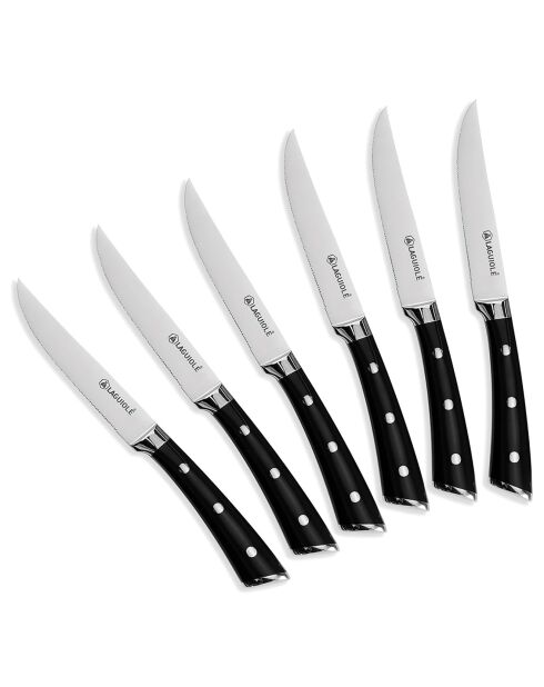 6 Couteaux 'LustroBois' noirs -  26.5x24.5x2.5 cm
