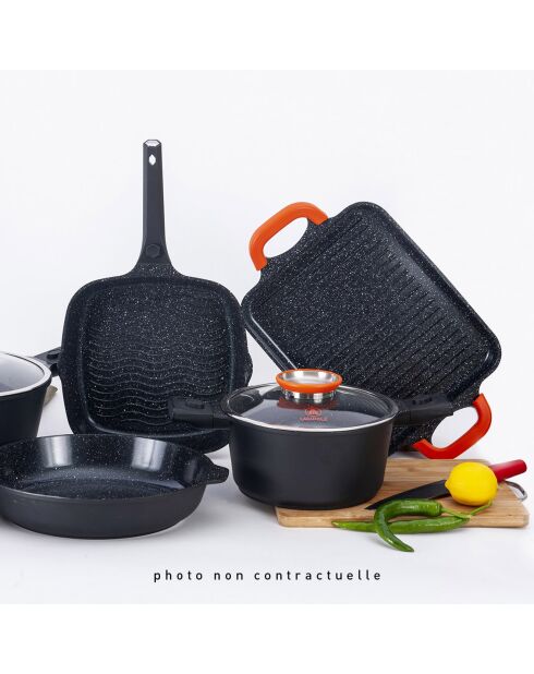 Plancha anti-adhésif Greblon noir  -  48x30x5 cm