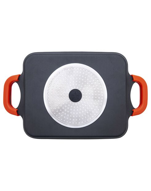 Plancha anti-adhésif Greblon noir  -  48x30x5 cm