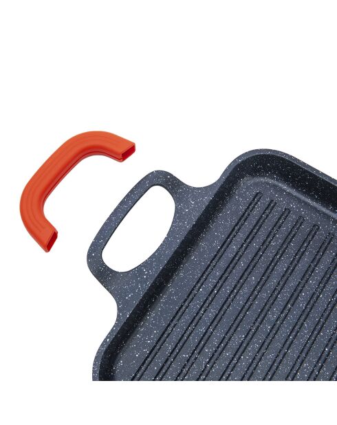 Plancha anti-adhésif Greblon noir  -  48x30x5 cm