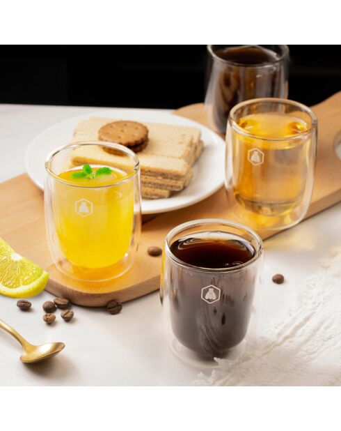 4 Tasses à Espresso transparentes - 100ml