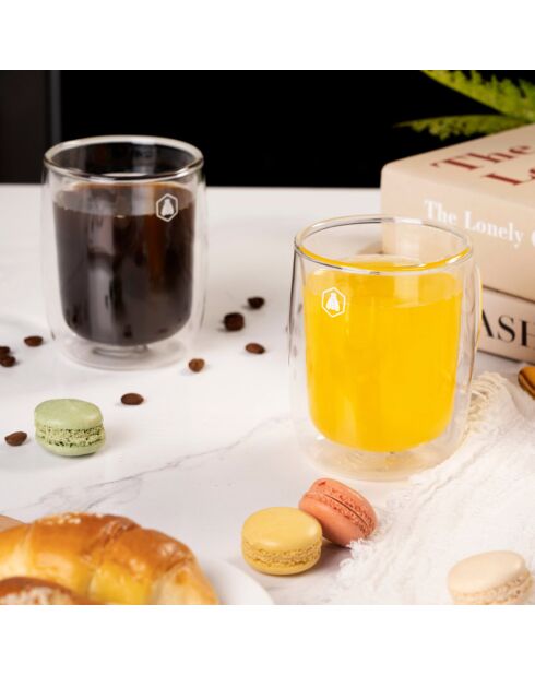 2 Mugs à Double Paroi transparents - 250ml