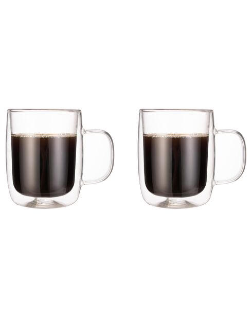 2 Mugs à Double Paroi transparents - 250ml