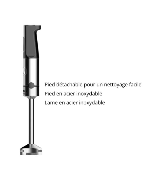 Frullatore a immersione in acciaio inossidabile/nero da 1200 W - 800 ml