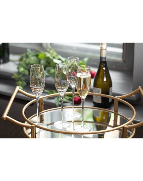 4 Flûtes à champagne en Cristal transparentes -  D.16 cm