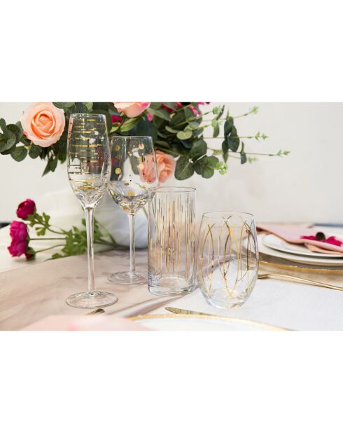 4 Flûtes à champagne en Cristal transparentes -  D.16 cm