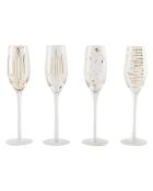 4 Flûtes à champagne en Cristal transparentes -  D.16 cm