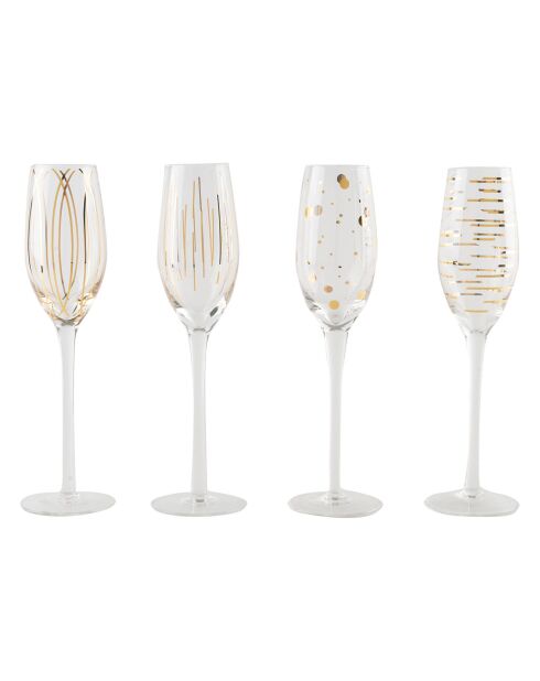 4 Flûtes à champagne en Cristal transparentes -  D.16 cm