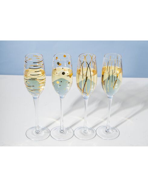 4 Flûtes à champagne en Cristal transparentes -  D.16 cm