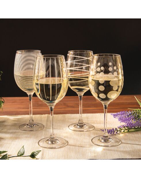 4 Verres à pied en Cristal transparents - D.18 cm
