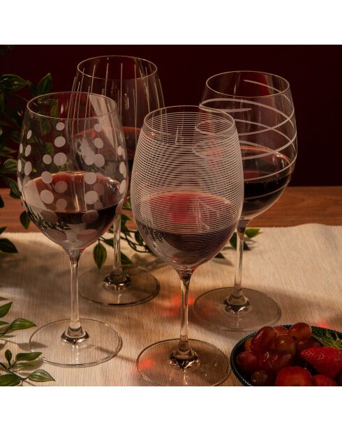 4 Verres à vin en Cristal Rouge transparents -  D.21 cm