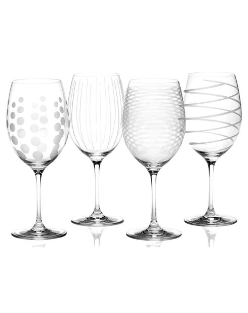 4 Verres à vin en Cristal Rouge transparents -  D.21 cm