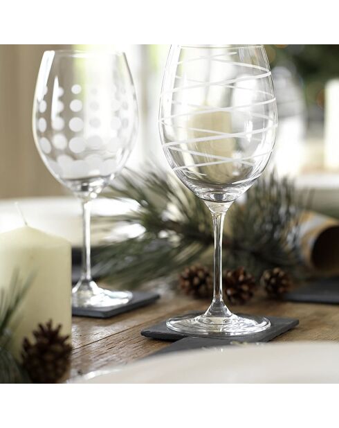 4 Verres à vin en Cristal Rouge transparents -  D.21 cm