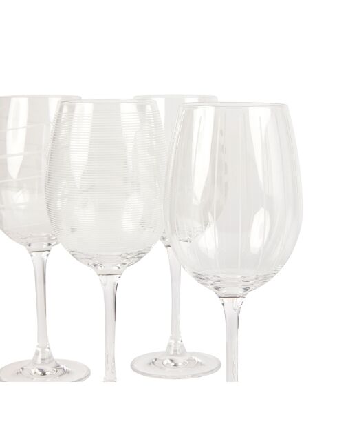 4 Verres À Vin Blanc en Cristal transparents -  D.18.5 cm