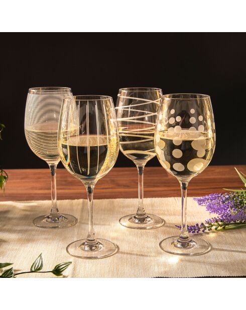 4 Verres À Vin Blanc en Cristal transparents -  D.18.5 cm