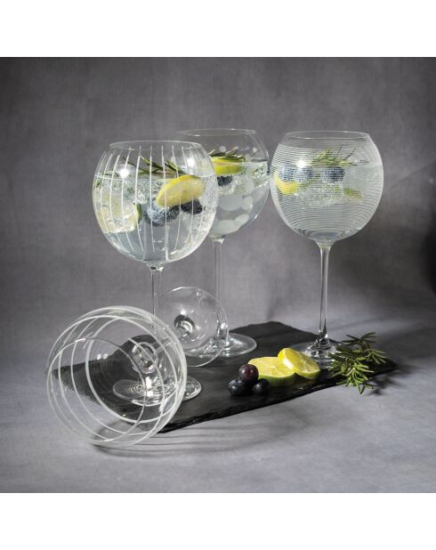 4 Verres ballon en Cristal transparents -  D.23 cm