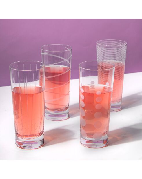 4 Verres en Cristal transparents -  D.17 cm