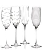 4 Flûtes à Champagne en Cristal transparentes -  D.15 cm
