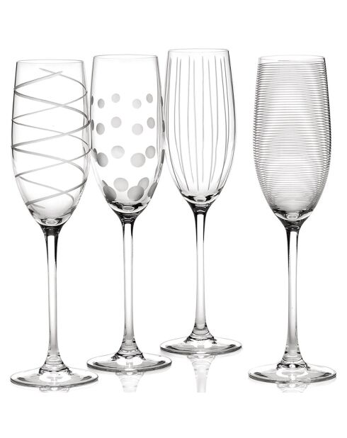 4 Flûtes à Champagne en Cristal transparentes -  D.15 cm