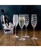 4 Flûtes à Champagne en Cristal transparentes -  D.15 cm
