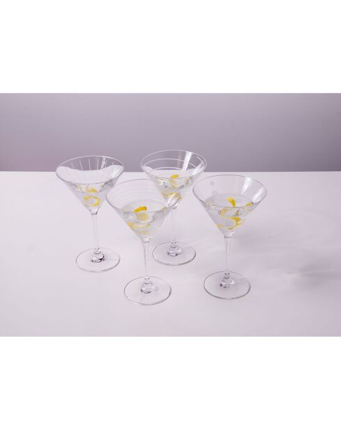 4 Verres À Martini en Cristal transparents -  D.25 cm
