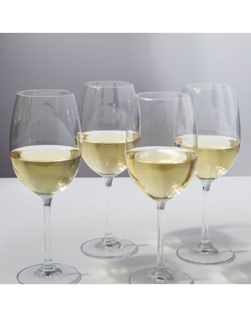 4 Verres à vin blanc en Cristal transparents -  D.21 cm