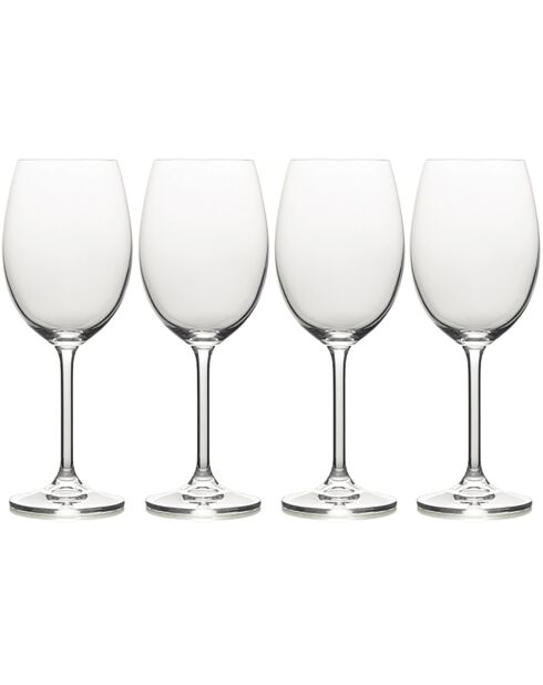 4 Verres à vin blanc en Cristal transparents -  D.21 cm